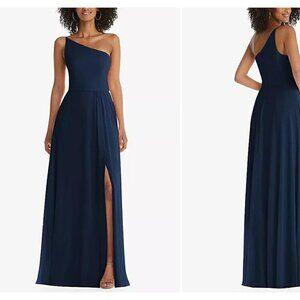 New AFTER SIX Size 20-R1 ONE-SHOULDER CHIFFON MAXI DRESS W/SHIRRED FRONT SLIT